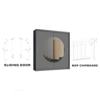 Round Mirror Sliding Door Wardrobe