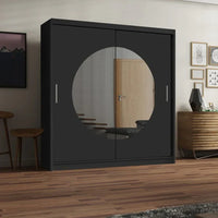 Round Mirror Sliding Door Wardrobe