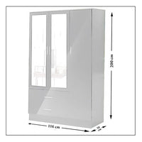 Bobby 3 Door High Gloss Wardrobe