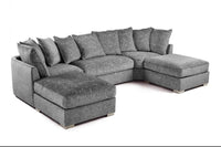 Bishop U-Shape Corner Sofa – Grey Chenille Fabric