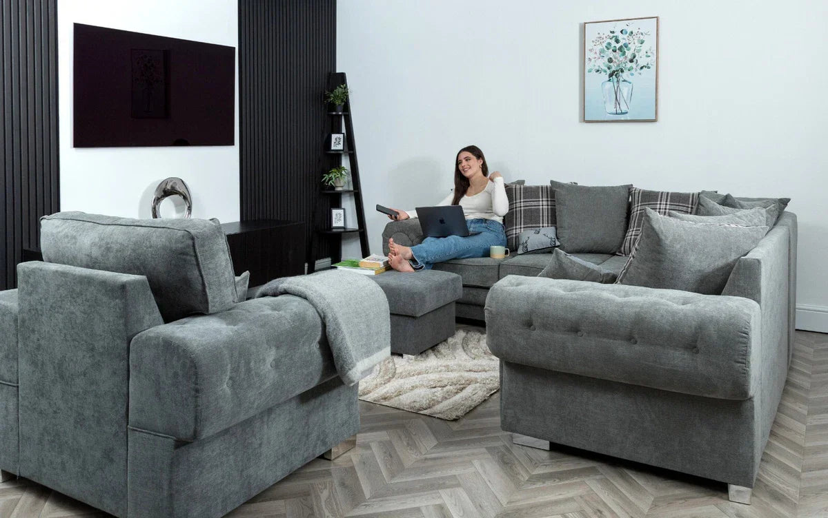 Verona 5 Seater Sofa 2C2 in Grey Scatter Back