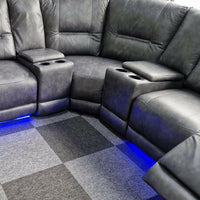 Sara Electric Recliner Real Leather Corner Sofa