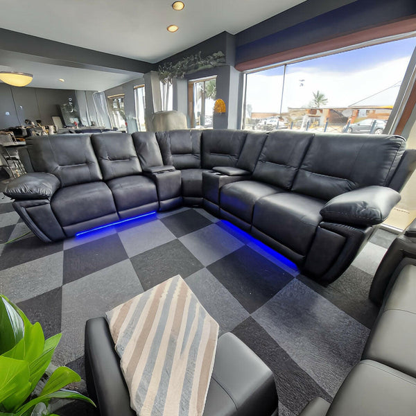 Sara Electric Recliner Real Leather Corner Sofa